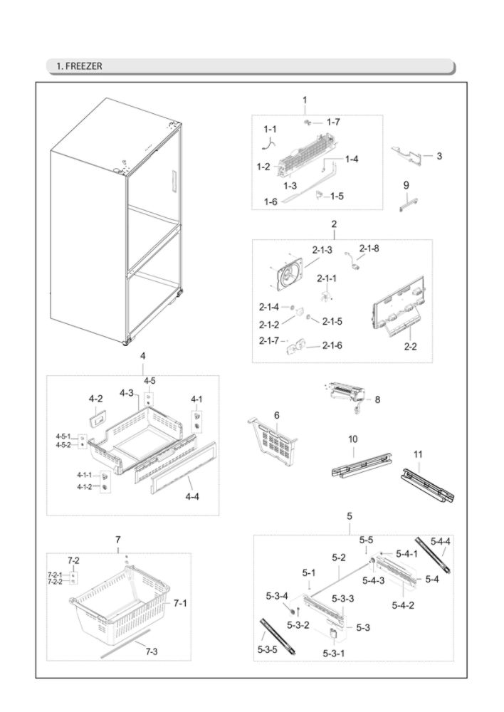Freezer Parts Diagram and Parts List for RF28HDEDBSG AA-00 Samsung Refrigerator
