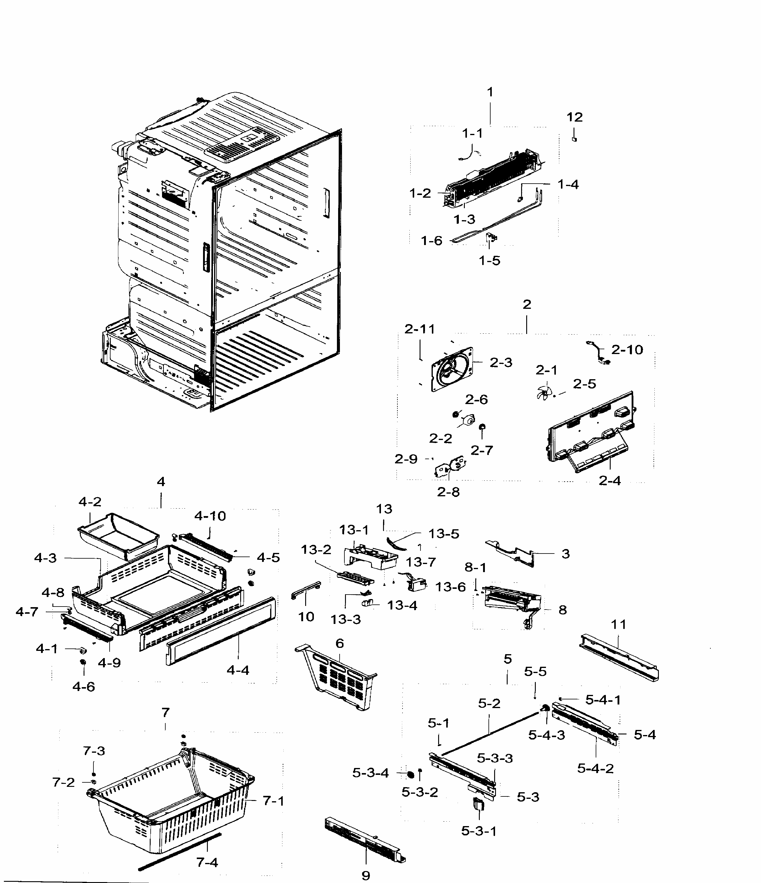 Frezer Diagram and Parts List for RF28HFEDTWW AA-0005 Samsung Refrigerator