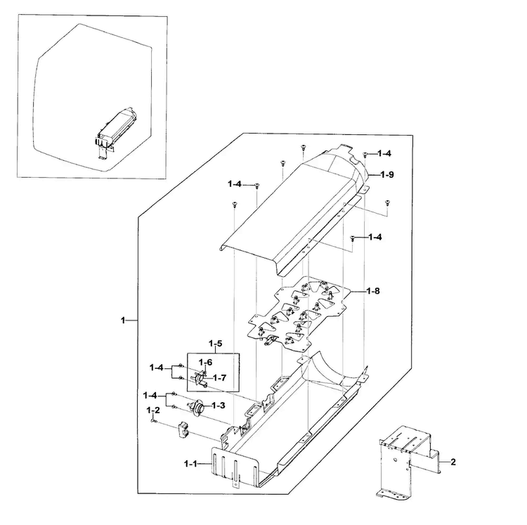 Heater Assy Diagram and Parts List for DV395ETPAWR A1-0000 Samsung Dryer