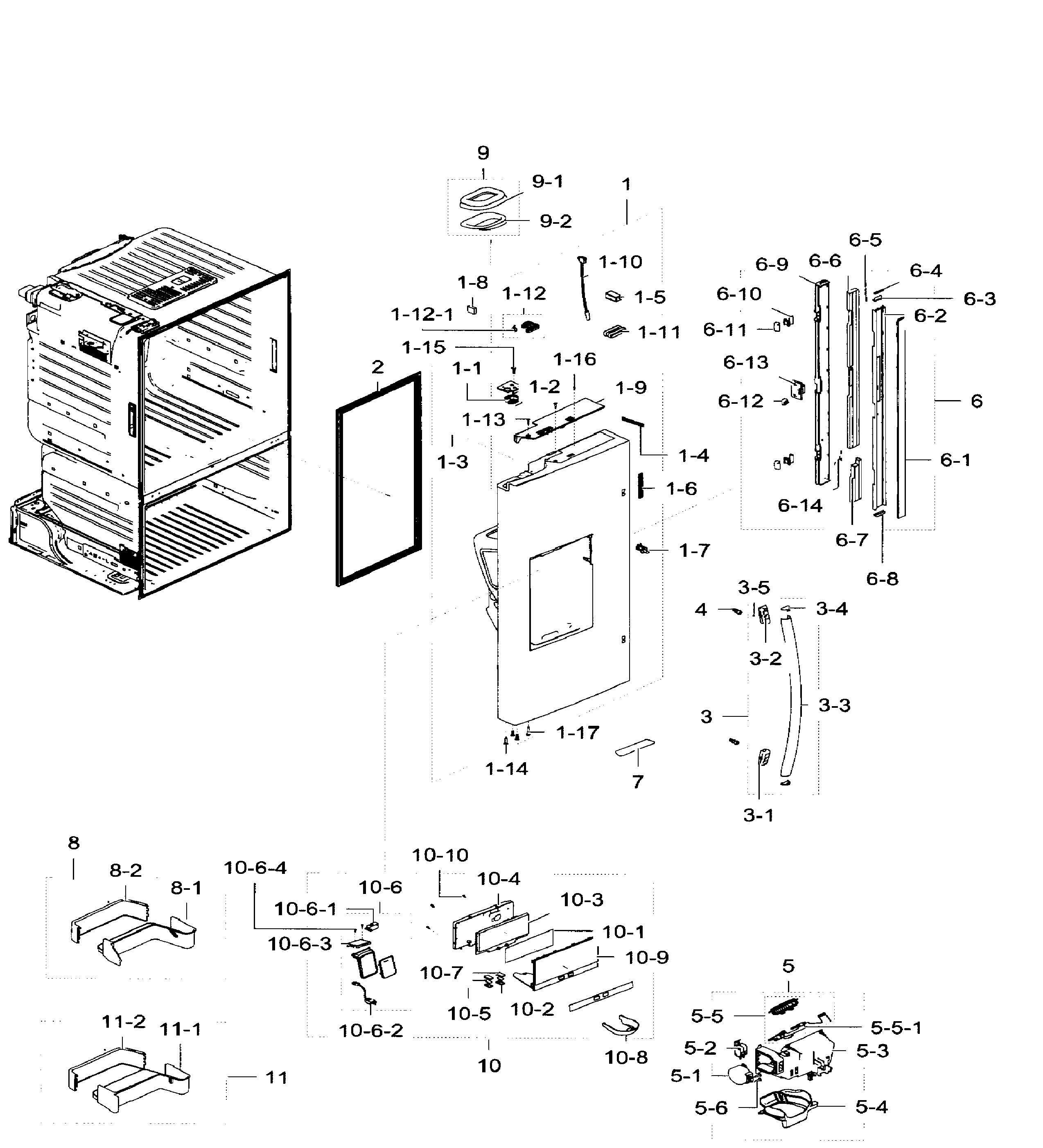 Left Door Diagram and Parts List for RF28HFEDTSR AA-0005 Samsung Refrigerator