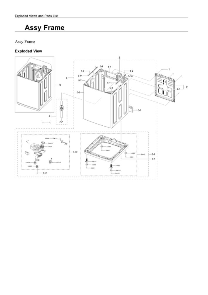 Frame Assembly Diagram and Parts List for WA44A3405AW A4-00 Samsung Washer