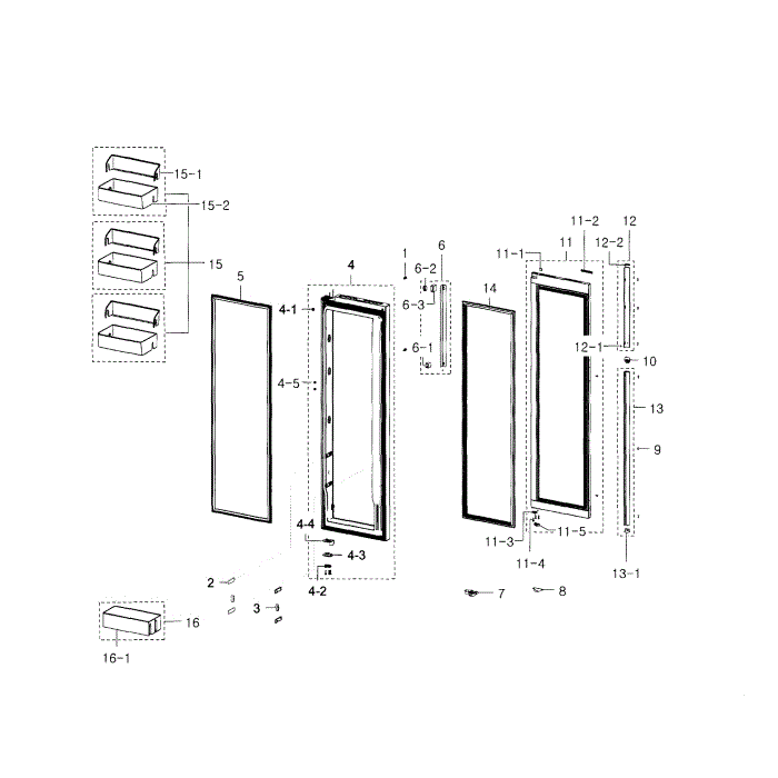 Fridge Door Diagram and Parts List for RH29H8000SR AA-00 Samsung Refrigerator
