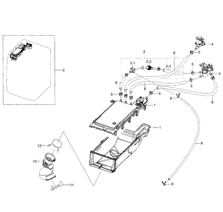 Housing Drawer Diagram and Parts List for WF350ANR XAA-0005 Samsung Washer