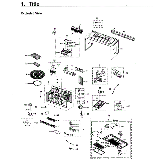Cabinet Diagram and Parts List for ME21H706MQS AA-03 Samsung Microwave Oven Combo
