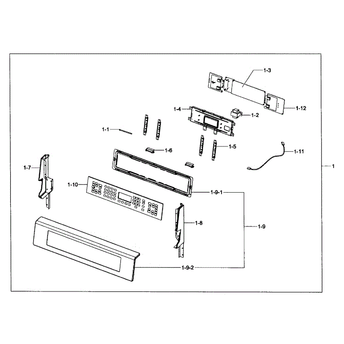 Control Panel Diagram and Parts List for NE597N0PBSR AA-01 Samsung Range