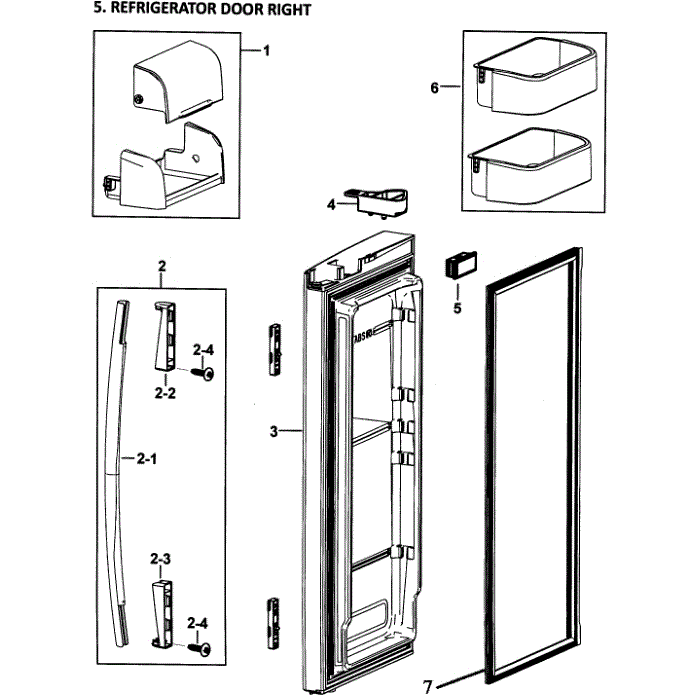 Right Door Diagram and Parts List for RF266ADBP XAA-00 Samsung Refrigerator