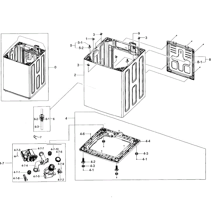 Frame Diagram and Parts List for WA45H7200AW A2-02 Samsung Washer