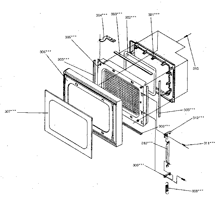 Door Diagram and Parts List for 4018912980  Kenmore Microwave
