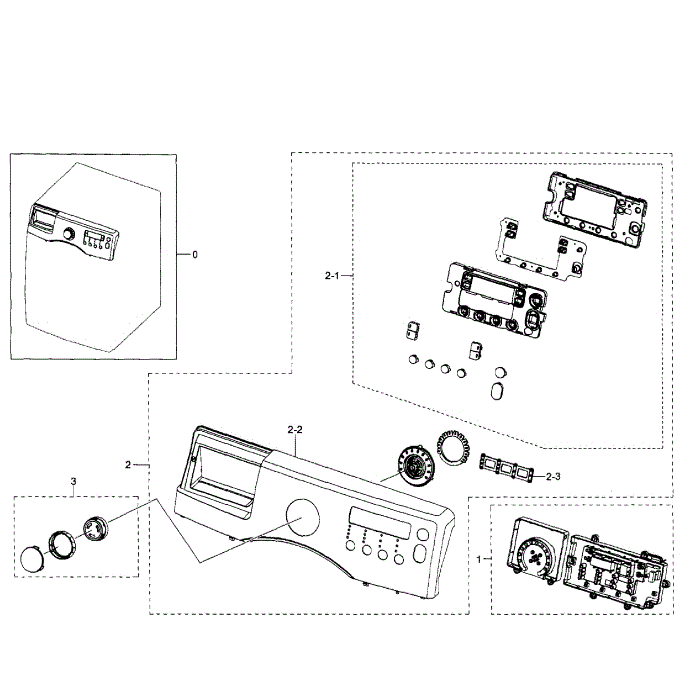 Control Panel Diagram and Parts List for WF350ANW XAA-07 Samsung Washer