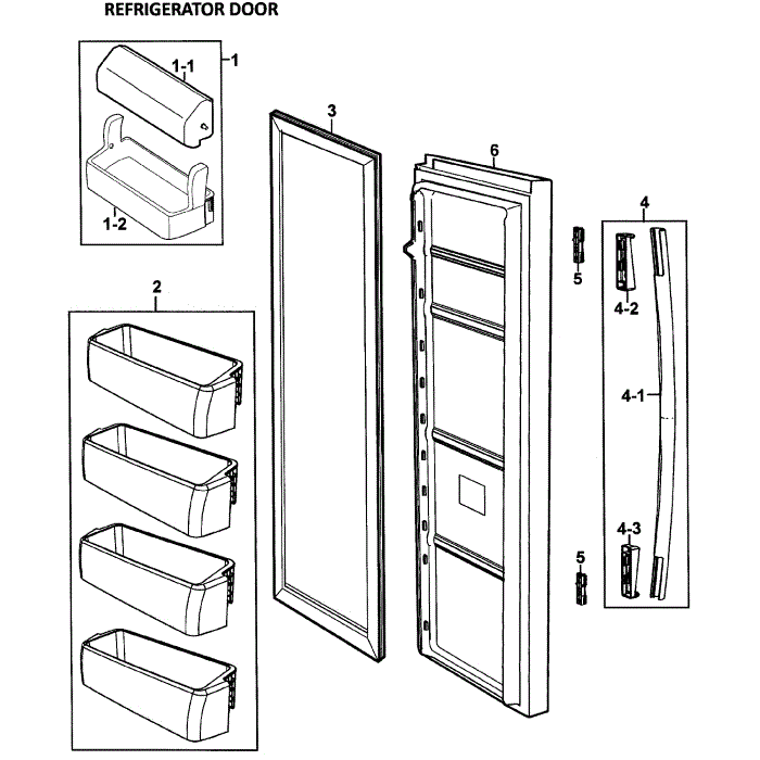 Right Door Diagram and Parts List for RS264ABWP XAA-00 Samsung Refrigerator
