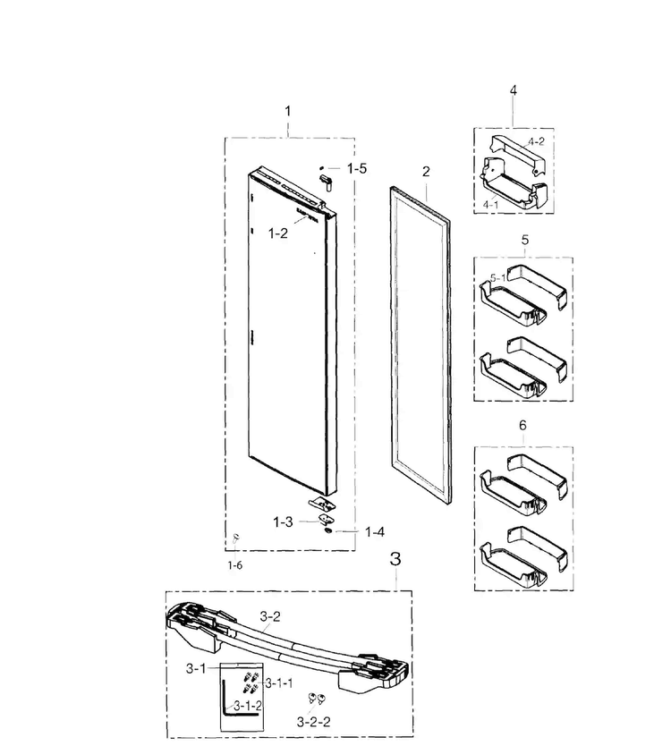 Fridge Door Diagram and Parts List for RS267TDRS XAA-0003 Samsung Refrigerator