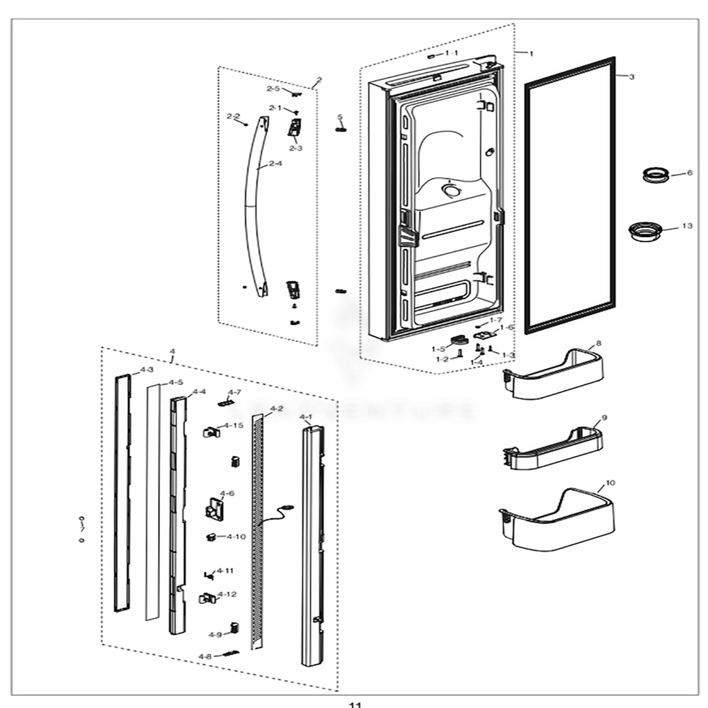 Fridge Door Left Diagram and Parts List for RF18HFENBSR (US)(0000) Samsung Refrigerator