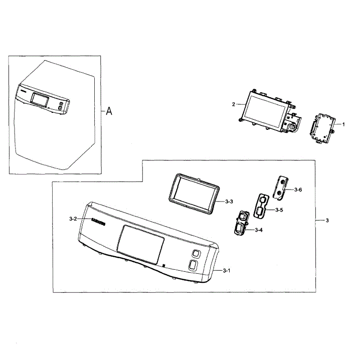 Control Panel Diagram and Parts List for DV457GVGSWR AA-00 Samsung Dryer