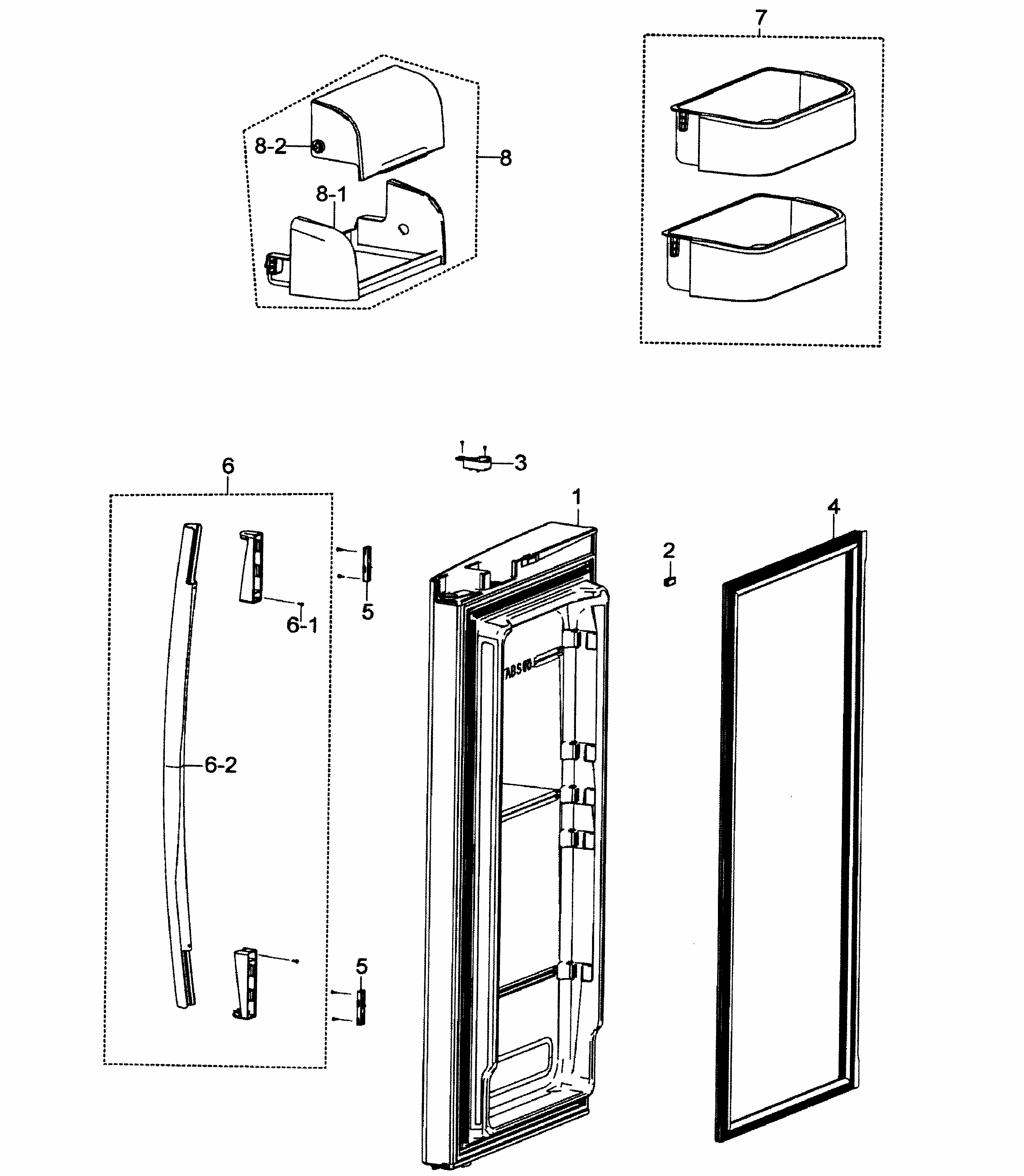 Right Door Diagram and Parts List for RF266AZWP XAA-0000 Samsung Refrigerator
