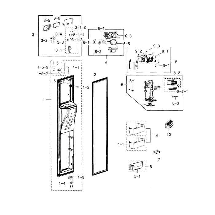 Freezer Door Diagram and Parts List for RH22H9010SR AA-00 Samsung Refrigerator