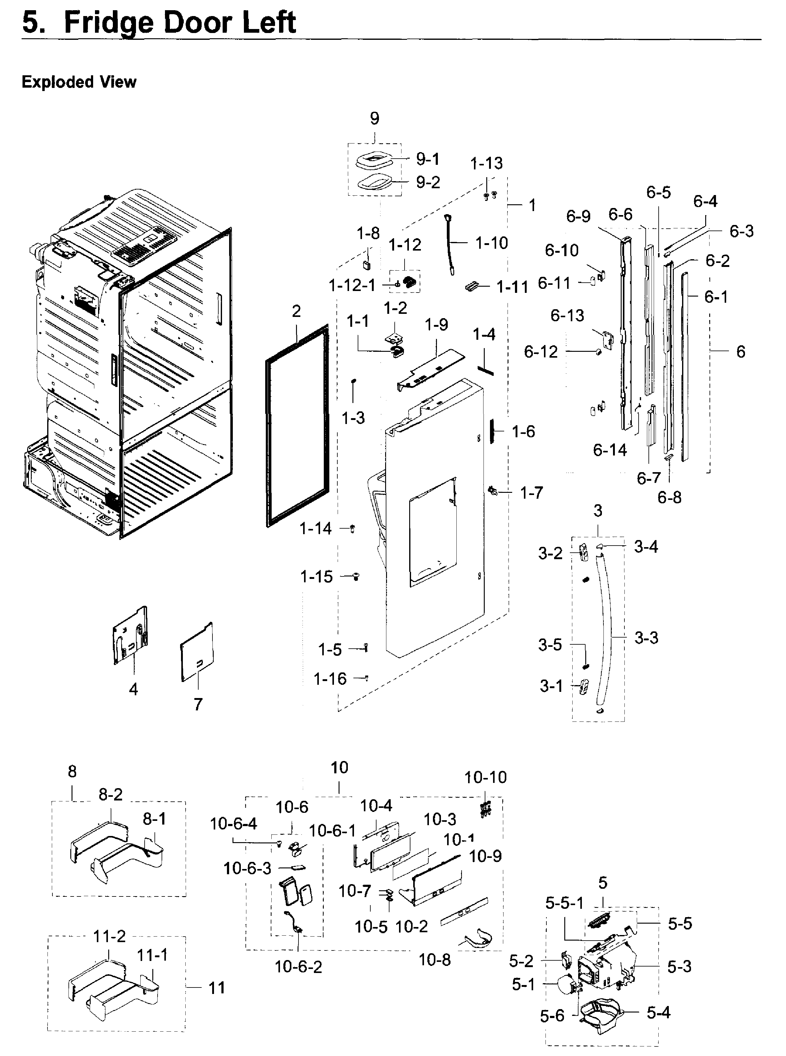 Fridge Door L Diagram and Parts List for RF28HDEDPBC AA-0008 Samsung Refrigerator