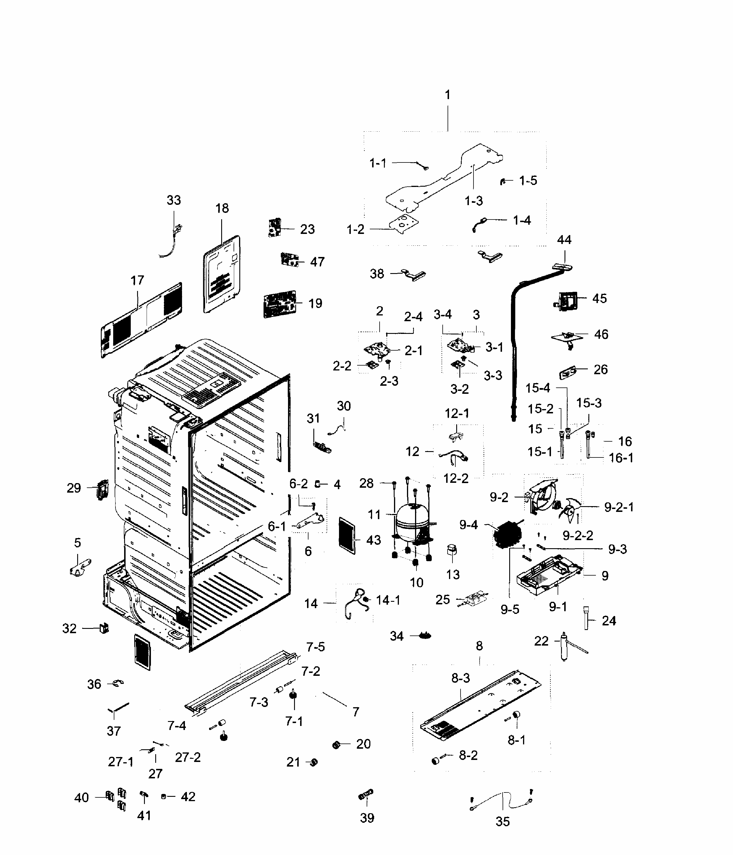 Cabinet Diagram and Parts List for RF28HFEDBBC AA-0006 Samsung Refrigerator
