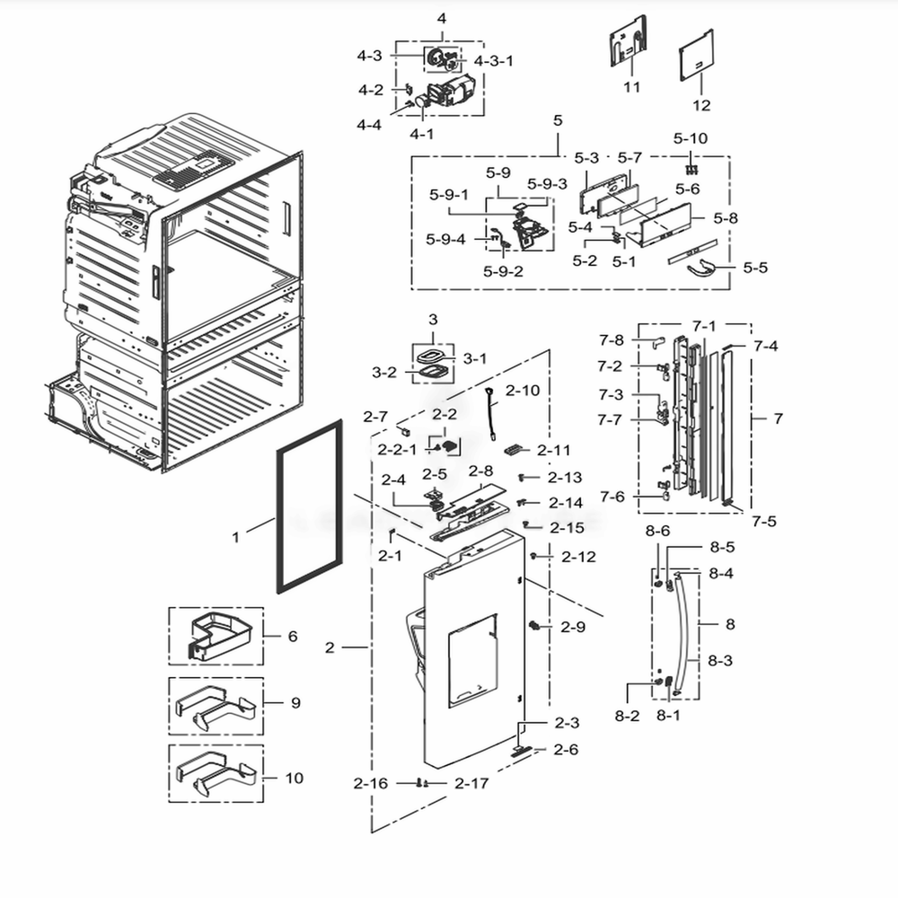 Refrigerator-Door-L Diagram and Parts List for RF28JBEDBSR (AA)(0007) Samsung Refrigerator
