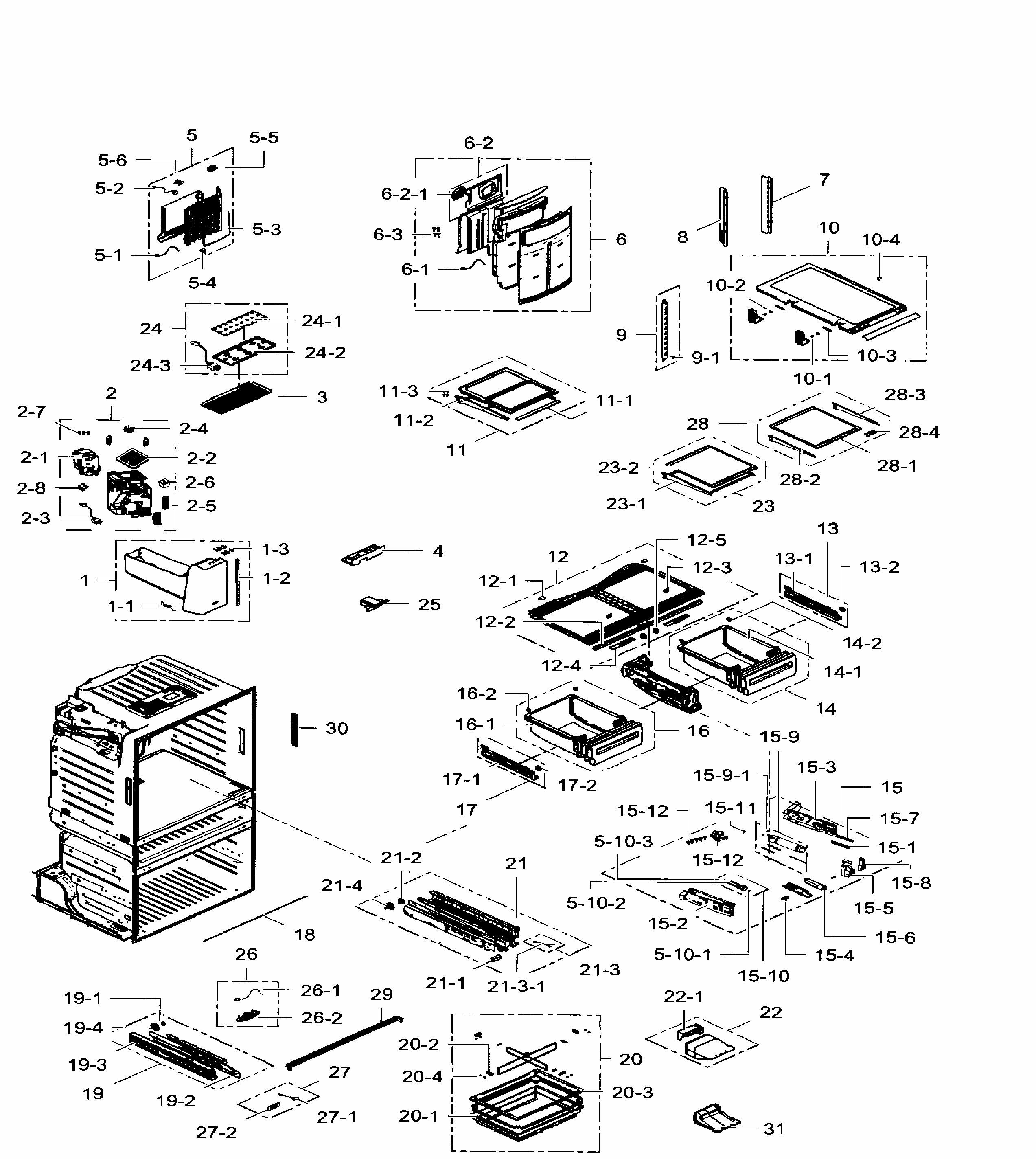 Fridge Diagram and Parts List for RF28HMEDBWW AA-0006 Samsung Refrigerator