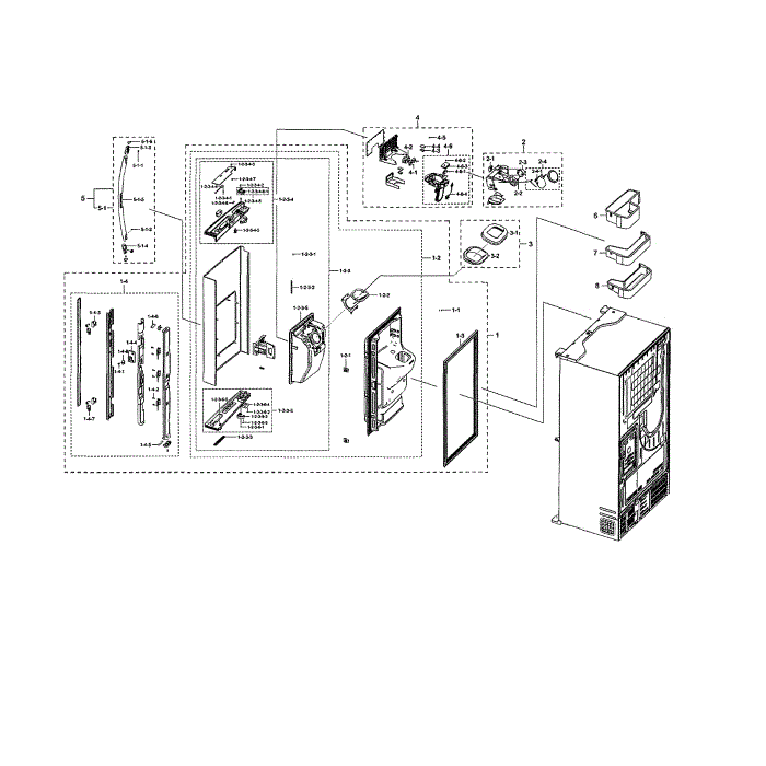 Left Fridge Door Diagram and Parts List for RF22NPEDBSR AA-01 Samsung Refrigerator