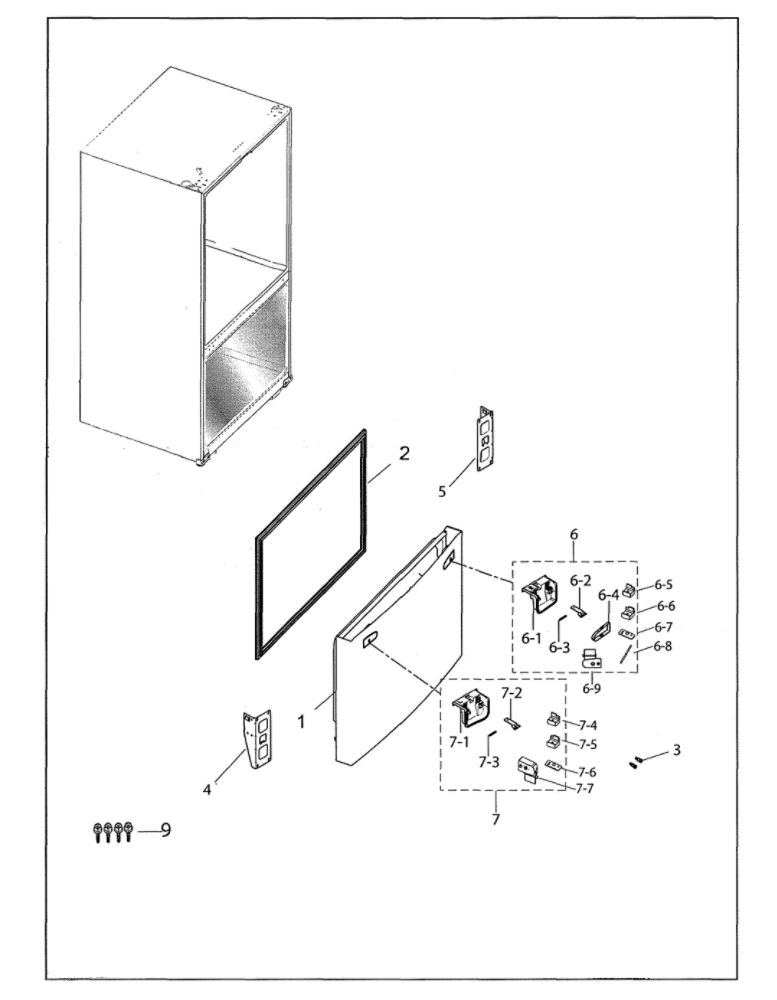 Door Freezer Diagram and Parts List for RF263BEAESG AA-04 Samsung Refrigerator