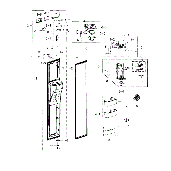 Freezer Door Diagram and Parts List for RH22H8010SR AA-00 Samsung Refrigerator