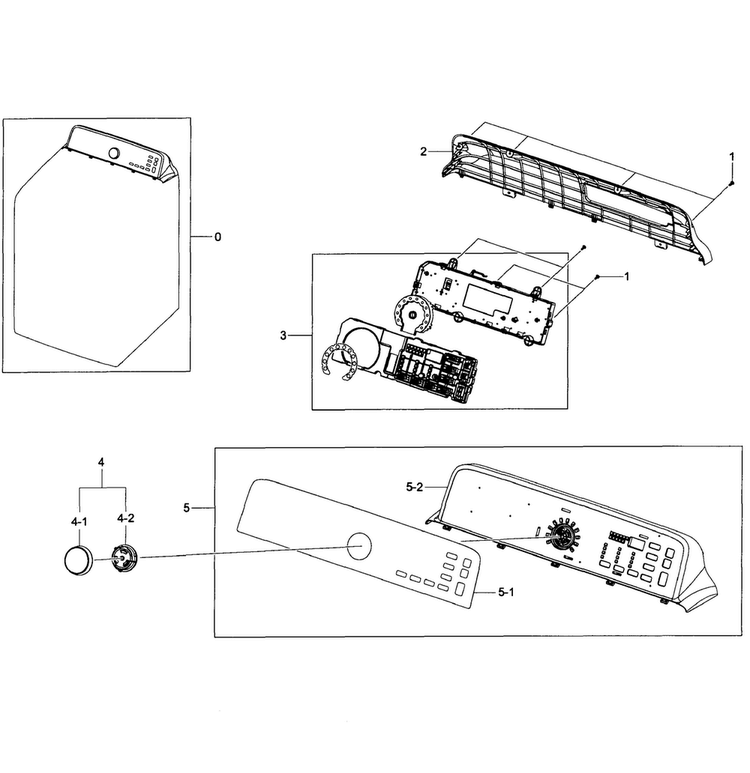 Control Panel Diagram and Parts List for DV456GWHDSU AA-0001 Samsung Dryer