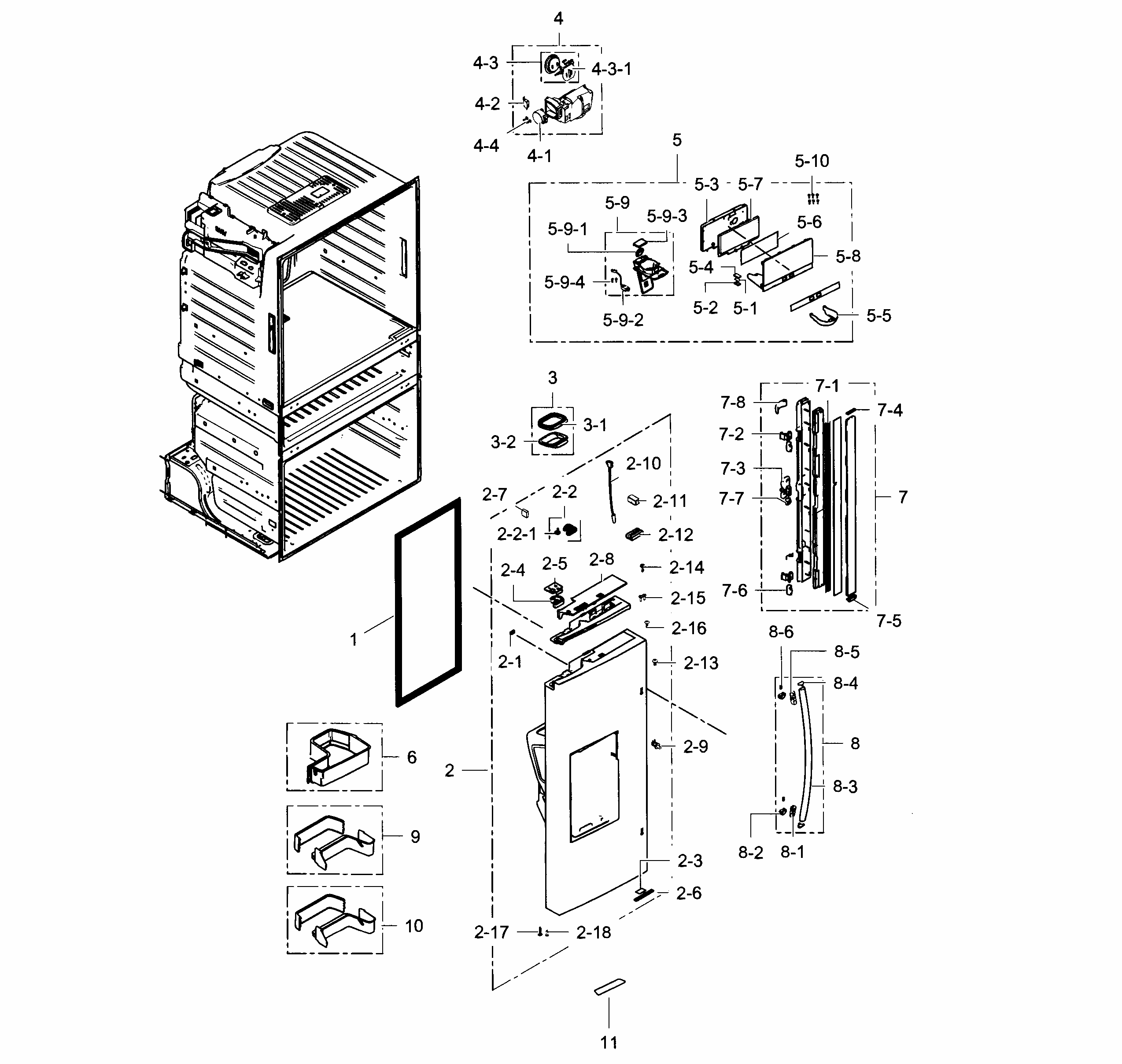 Refrigerator Door L Diagram and Parts List for RF28HMEDBSR AA-0005 Samsung Refrigerator
