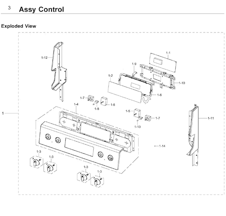 Control Diagram and Parts List for NE59J3420SS AA-0006 Samsung Range