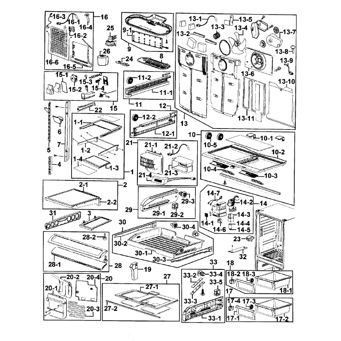 Refrigerator Diagram and Parts List for RF267HERS XAA-01 Samsung Refrigerator