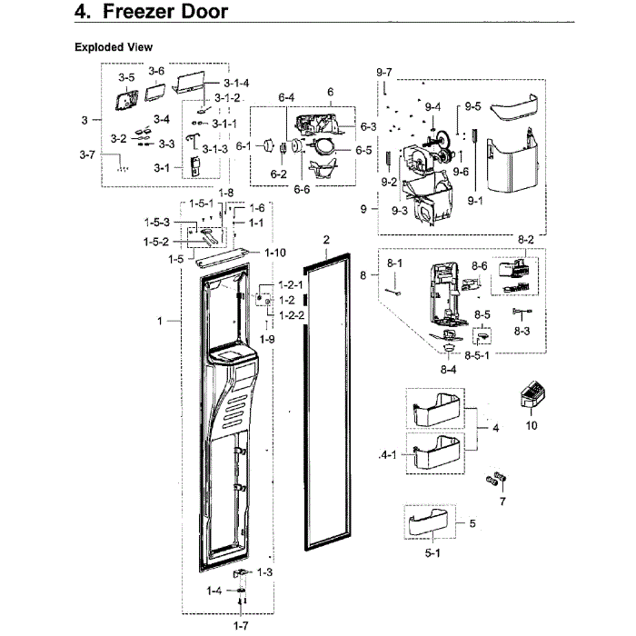 Freezer Door Diagram and Parts List for RH22H9010SG AA-00 Samsung Refrigerator
