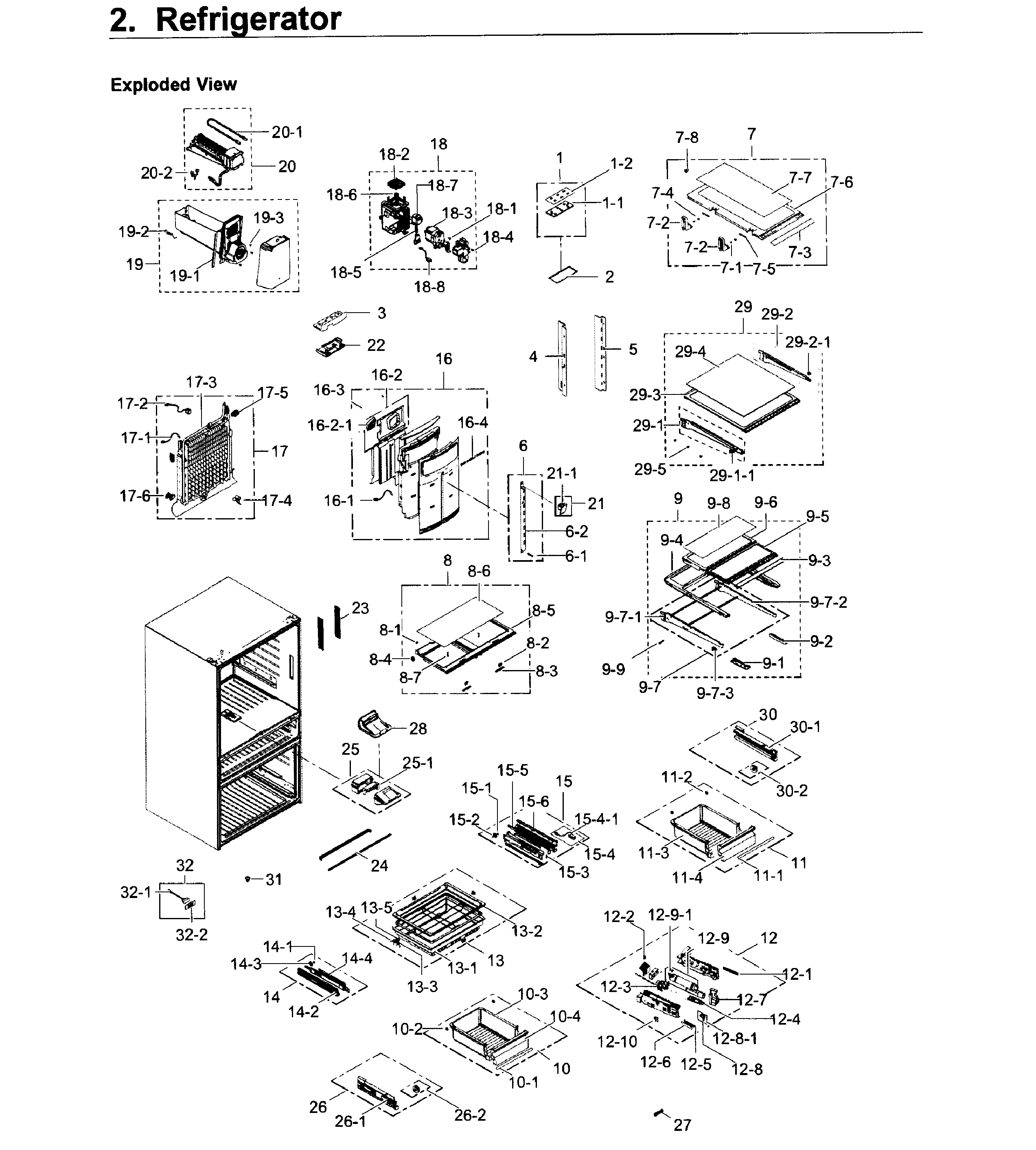 Refrigerator Diagram and Parts List for RF22KREDBSR AA-0000 Samsung Refrigerator