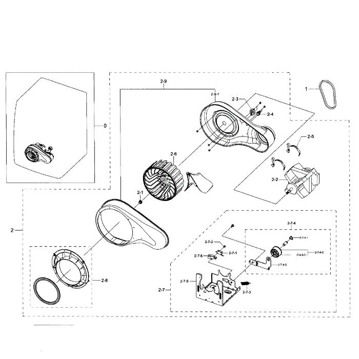 Motor Diagram and Parts List for DV331AER XAA-03 Samsung Dryer