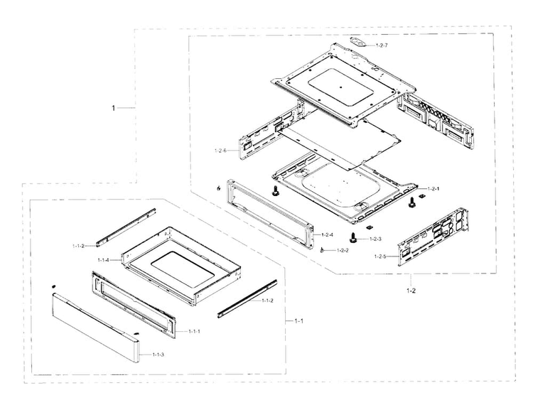 Drawer Diagram and Parts List for NE58F9500SS AA-0002 Samsung Range