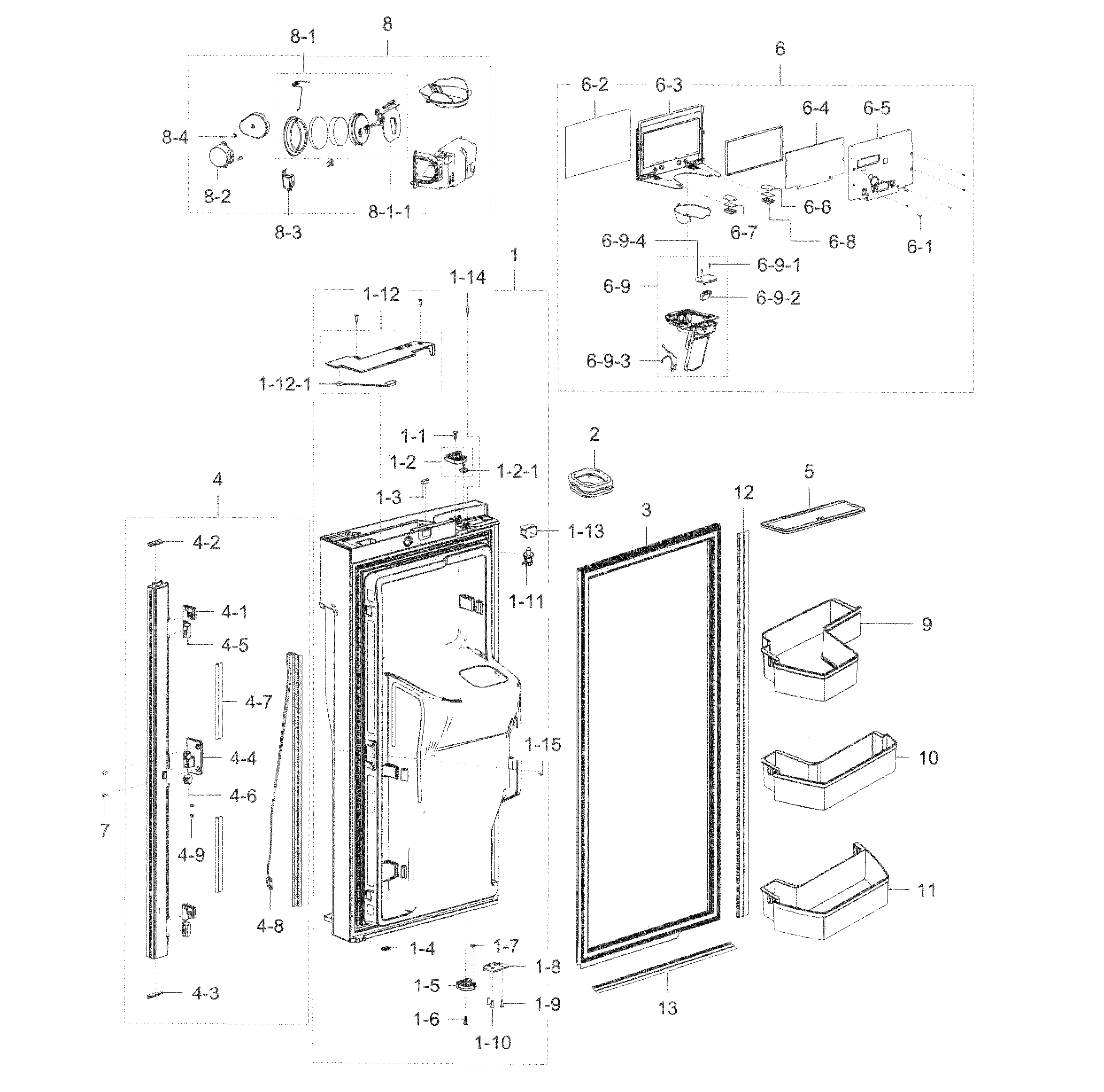 Fridge Door L Diagram and Parts List for RF32FMQDBSR AA-0011 Samsung Refrigerator