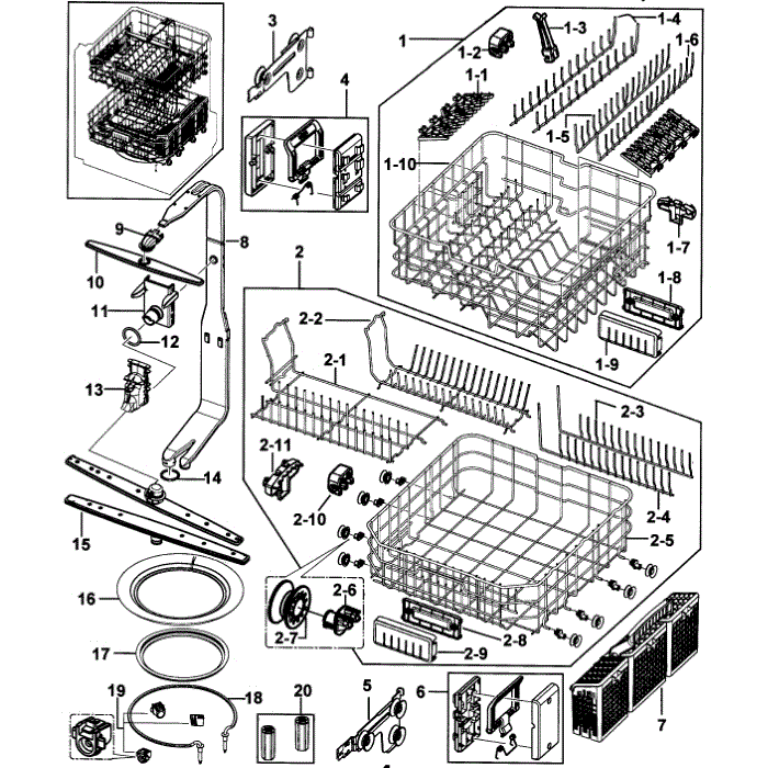 Case Assembly Diagram and Parts List for DMR77LHW XAA-00 Samsung Dishwasher