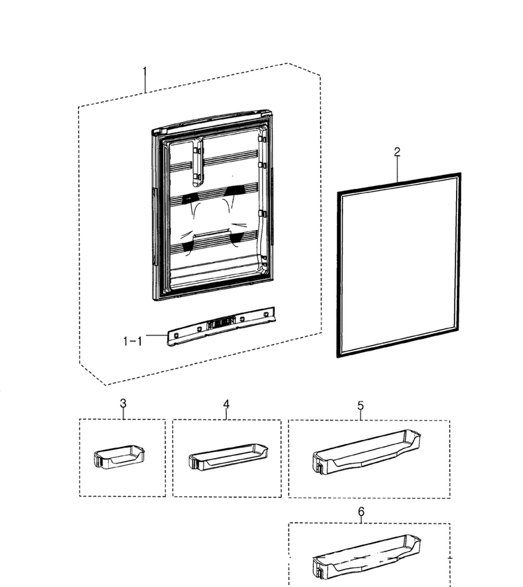 Refrig Door Diagram and Parts List for RB195ACPN XAA-0001 Samsung Refrigerator