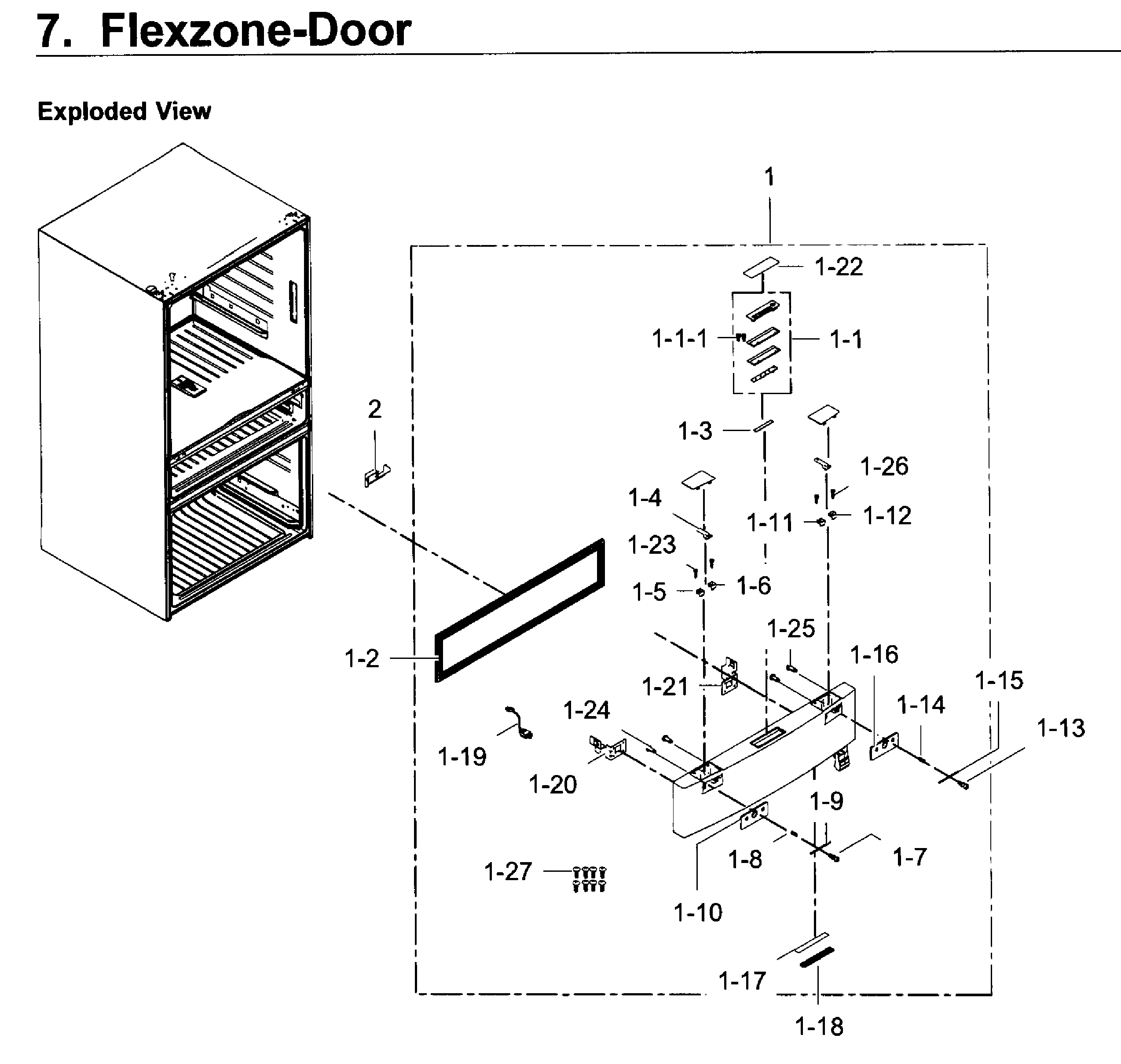 Flexzone Diagram and Parts List for RF22KREDBSG AA-0003 Samsung Refrigerator