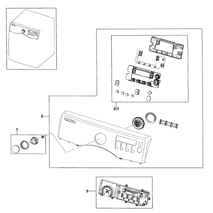 Control Panel Diagram and Parts List for DV330AEB XAA-03 Samsung Dryer
