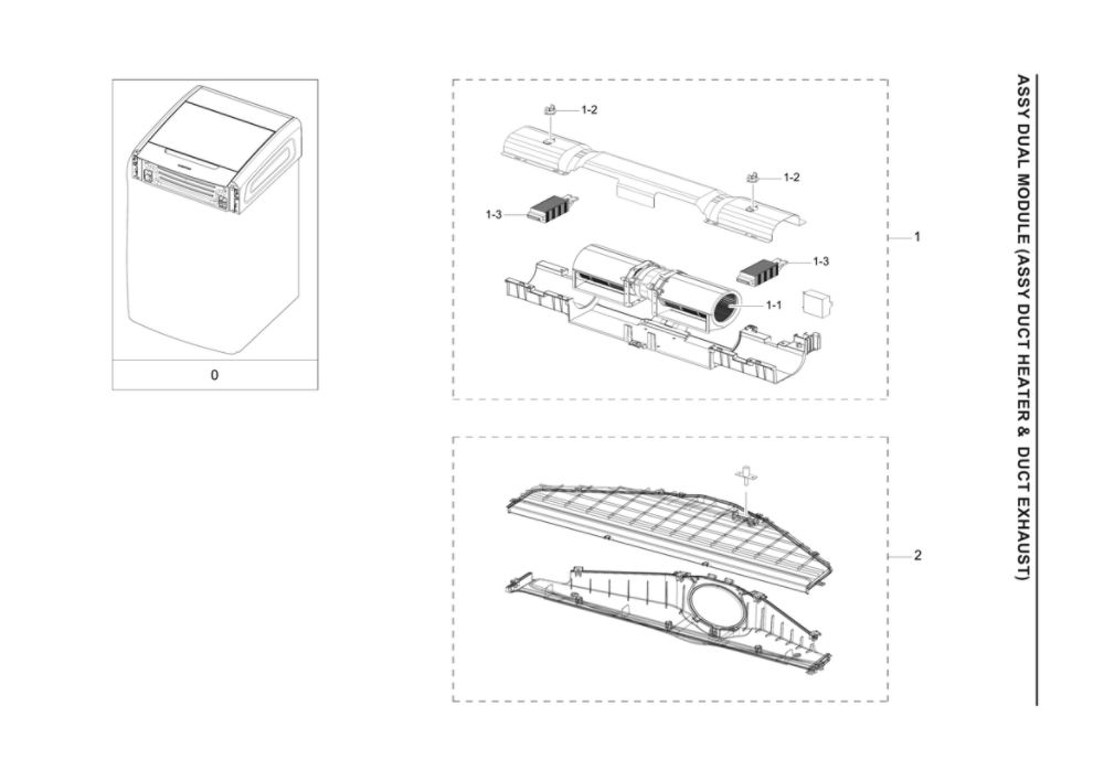 Heater And Exhaust Ducts Assembly Diagram and Parts List for DVG60A9900V A3-00 Samsung Dryer