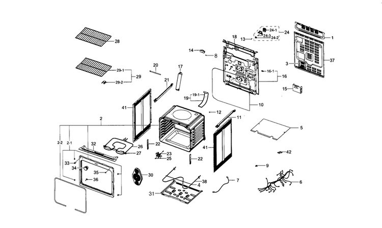 Main Asy Diagram and Parts List for NE59J3421SS AA-0002 Samsung Range