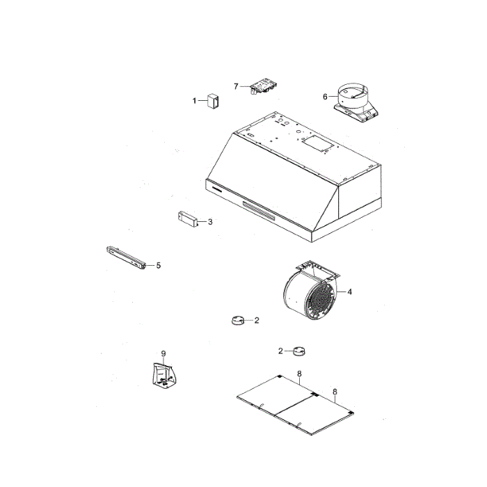 Range Hood Diagram and Parts List for NK30N7000US AA-00 Samsung Range Hood