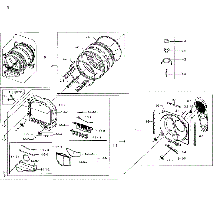 Drum Diagram and Parts List for DV48H7400EW A2-01 Samsung Dryer