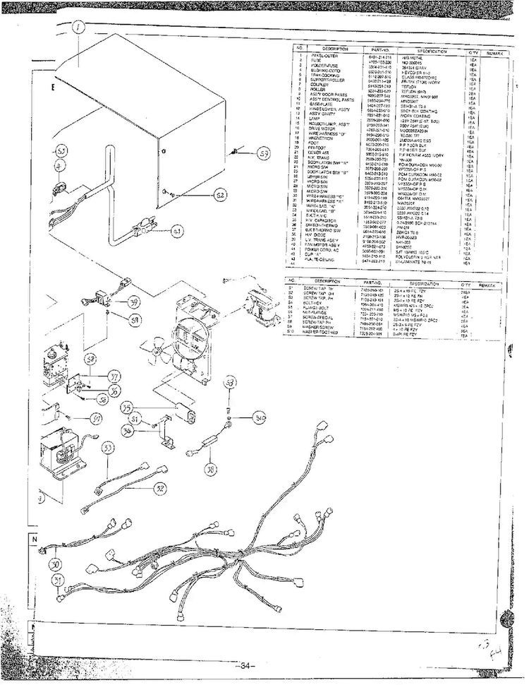 Microwave Complete Page 2 Diagram and Parts List for MW6350W XAA Samsung Microwave