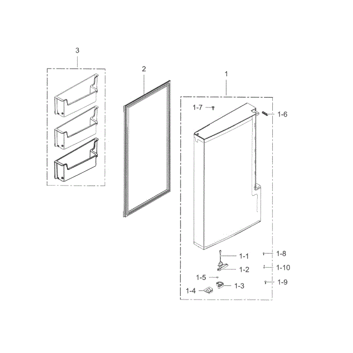 Freezer Door L Diagram and Parts List for RF34H9960S4 AA-05 Samsung Refrigerator