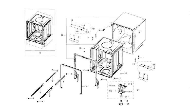 Tub Diagram and Parts List for DW80J9945US AA-0000 Samsung Dishwasher