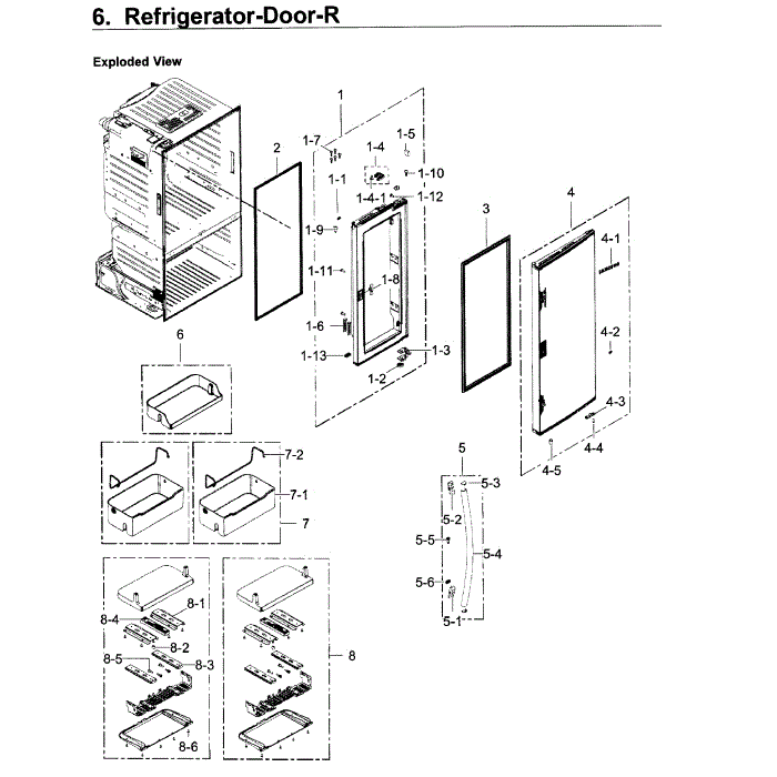Fridge Door R Diagram and Parts List for RF22KREDBSR AA-00 Samsung Refrigerator
