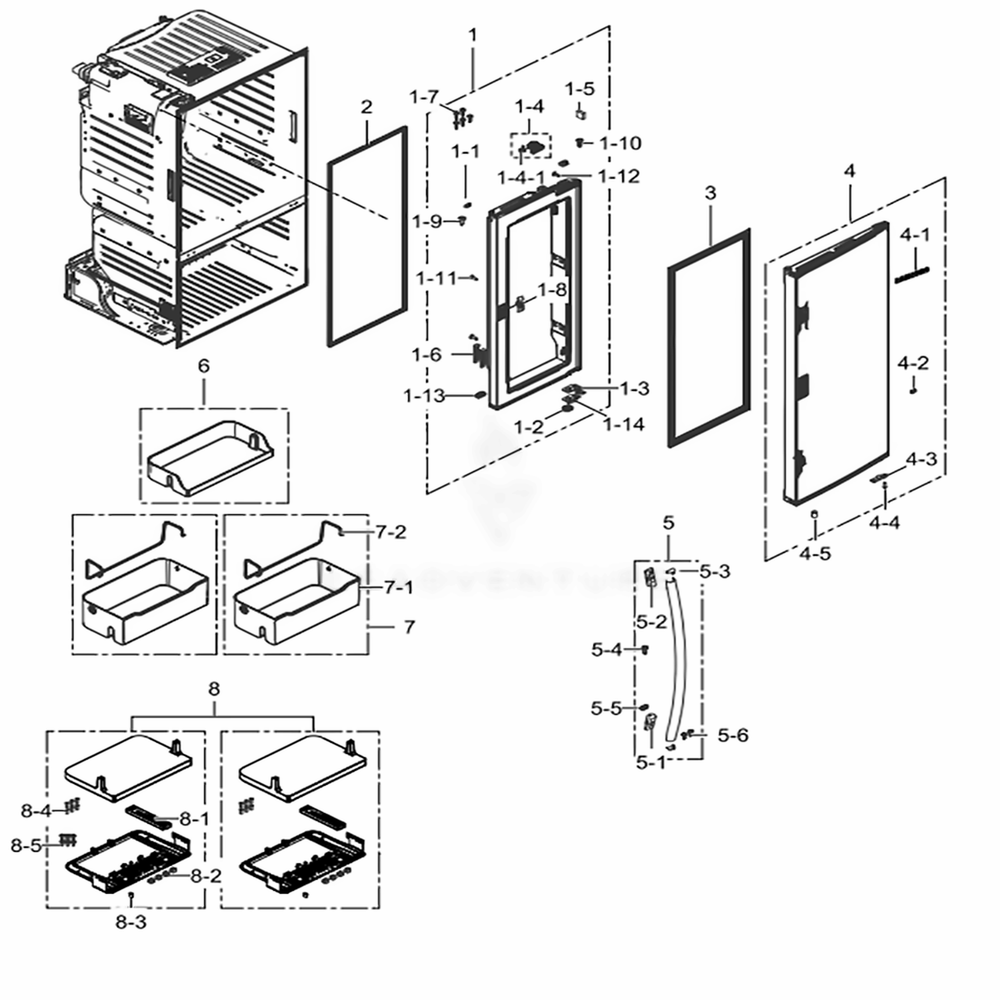 Refrigerator-Door-R Diagram and Parts List for RF22KREDBSG (AA)(0007) Samsung Refrigerator