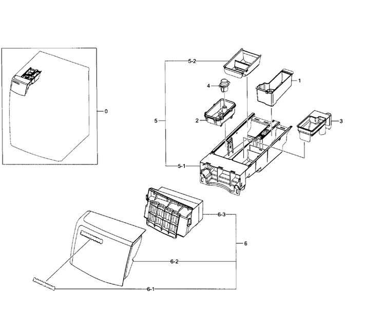 Drawer Diagram and Parts List for WF520ABW XAA-0006 Samsung Washer