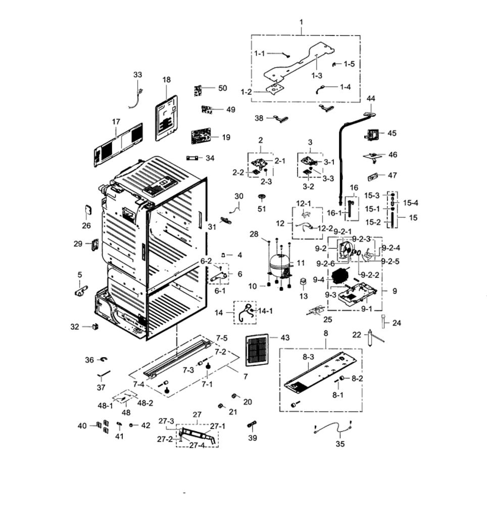 Cabinet Diagram and Parts List for RF28HFEDTWW AA-03 Samsung Refrigerator